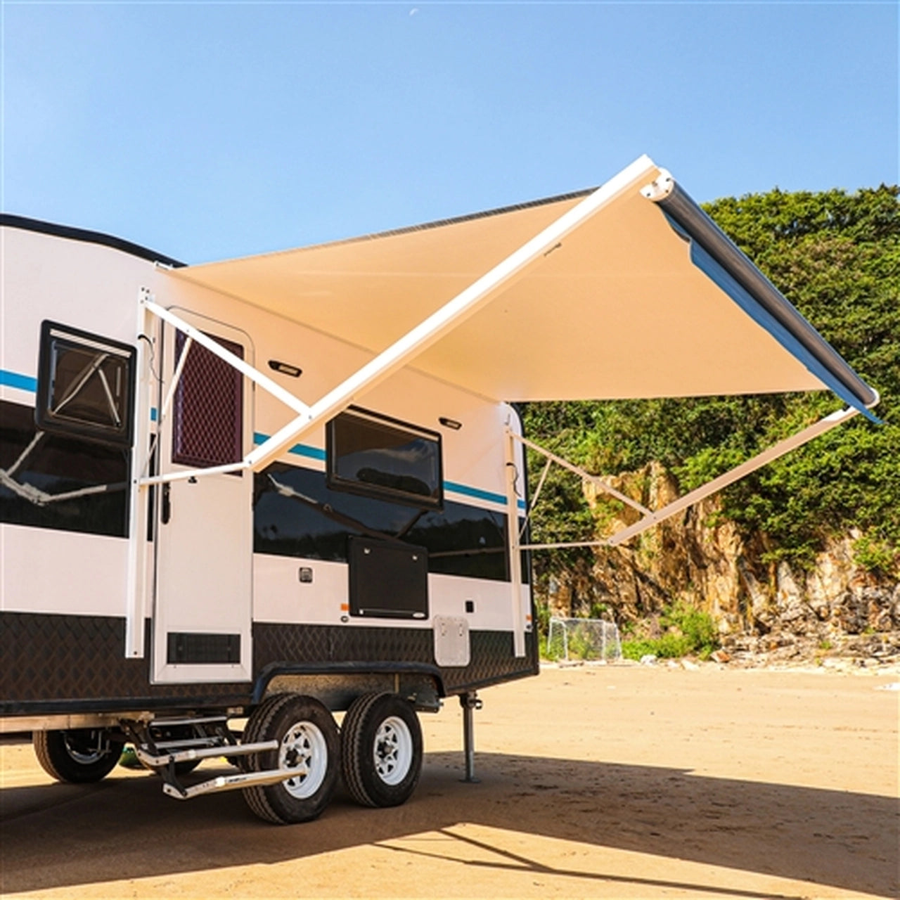 Aleko Motorized Retractable RV Awning - 8 x 8 Feet - Blue