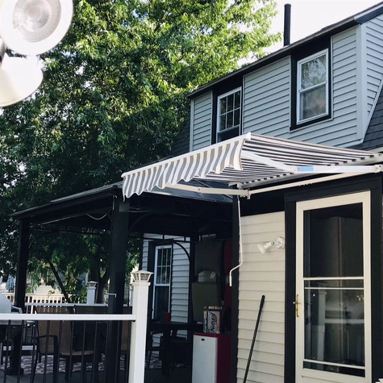 ALEKO Motorized Retractable Patio Awning - 16 X 10 Ft - Grey Sunshade Canopy