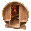 Aleko Outdoor Rustic Cedar Barrel Steam Sauna - Front Porch Canopy - ETL Certified - 4 Person