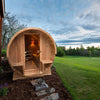 Aleko Outdoor Rustic Cedar Barrel Steam Sauna - Front Porch Canopy - ETL Certified - 4 Person