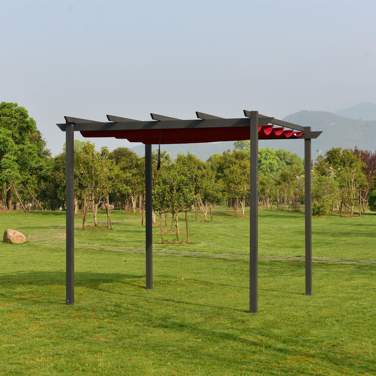 Aleko Pergolas Aluminum Outdoor Retractable Canopy Pergola -