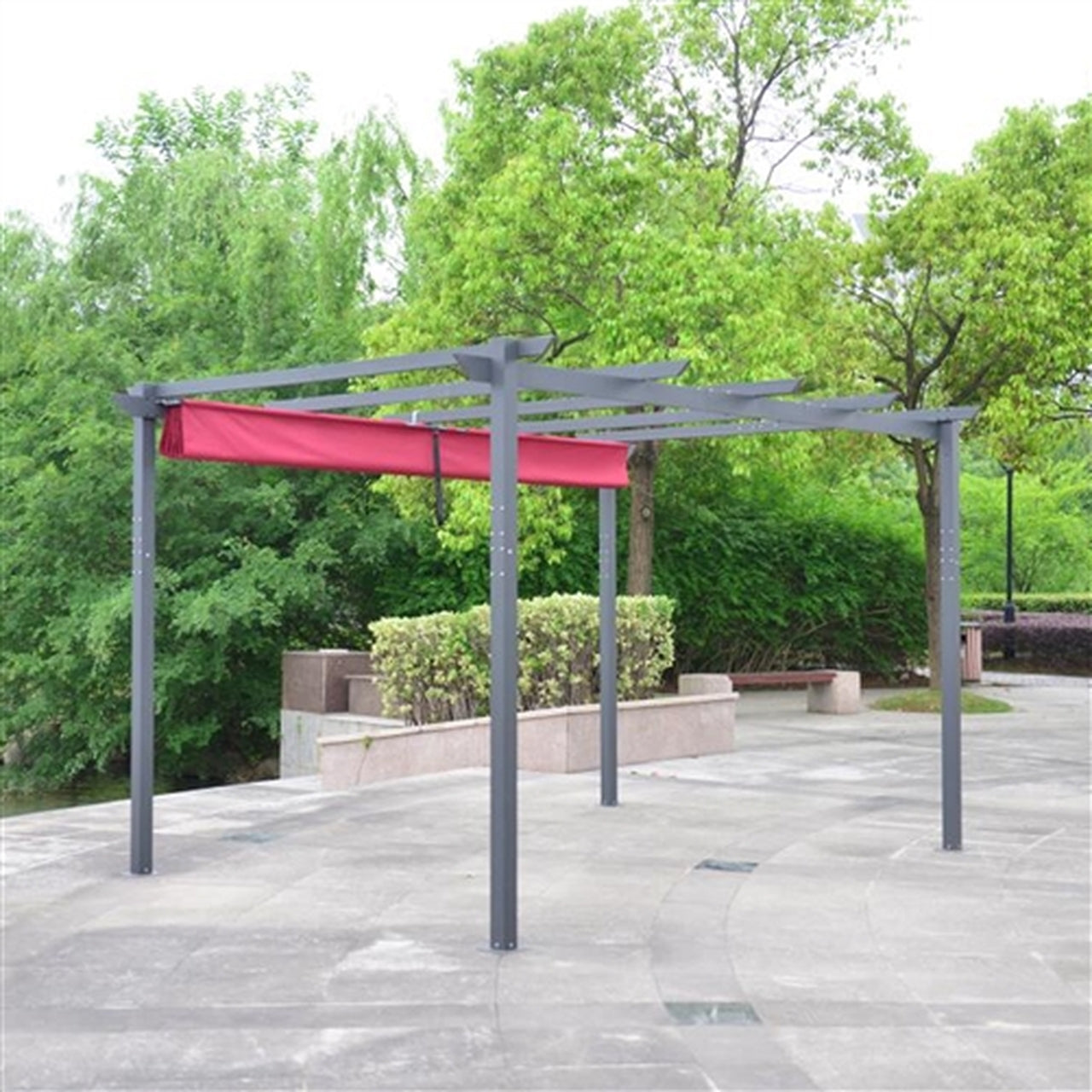 Aleko Pergolas Aluminum Outdoor Retractable Canopy Pergola -
