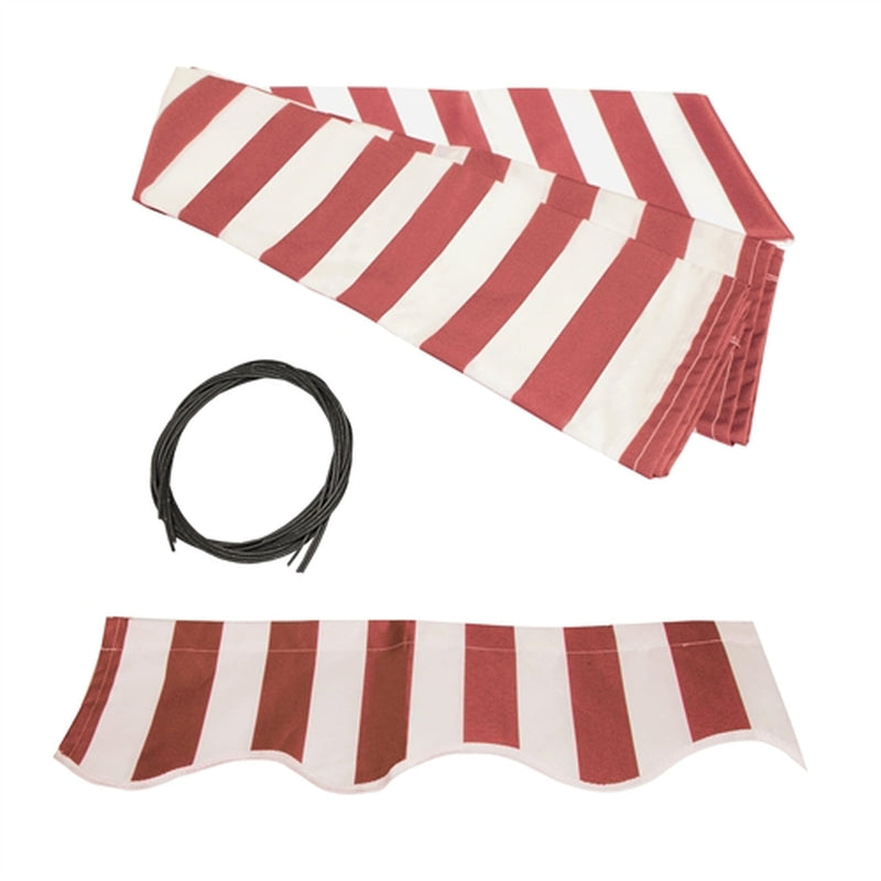 Aleko Retractable Awning Fabric Replacement - 20x10 Feet - Red and White Striped