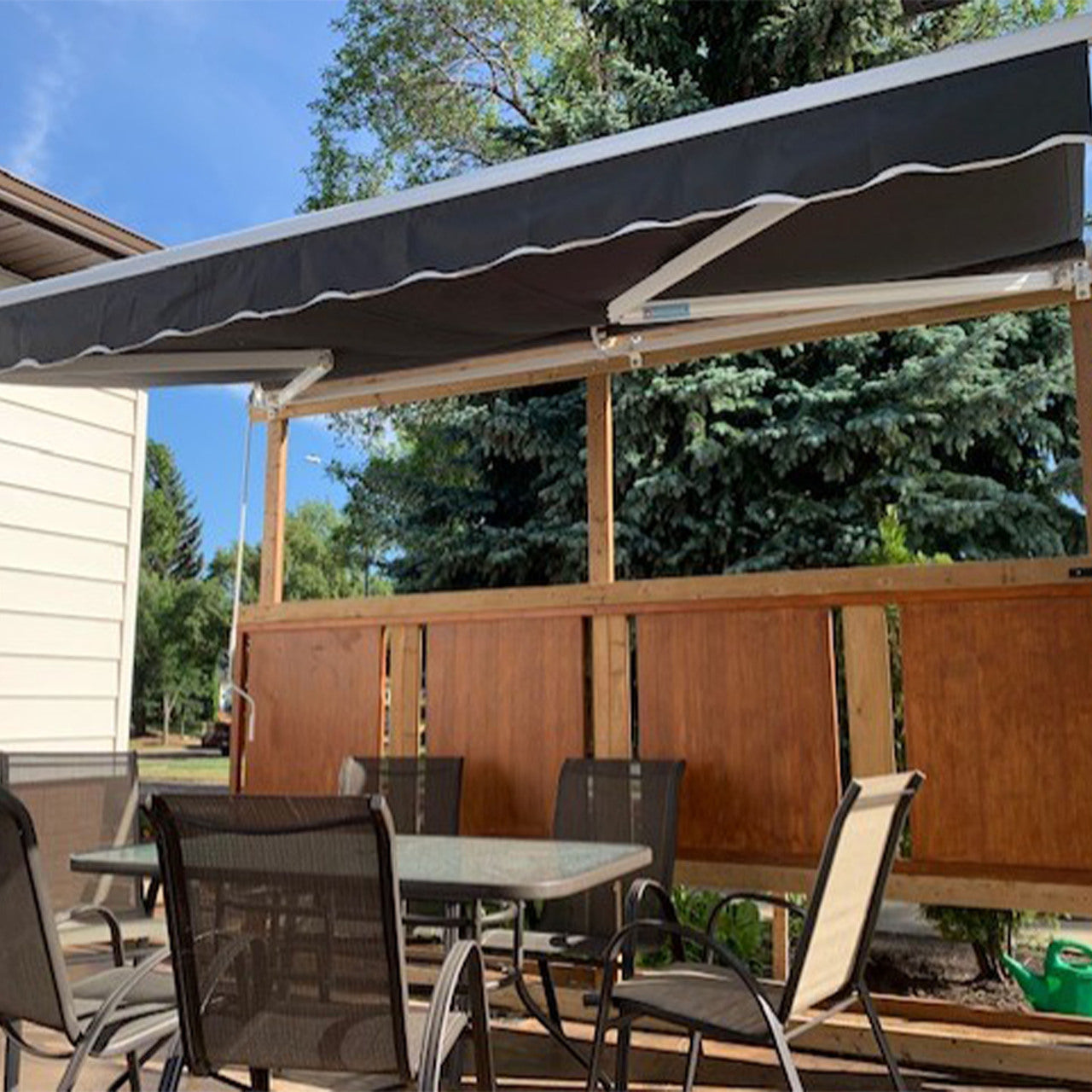 Aleko Retractable White Frame Patio Awning - 10 x 8 Feet -