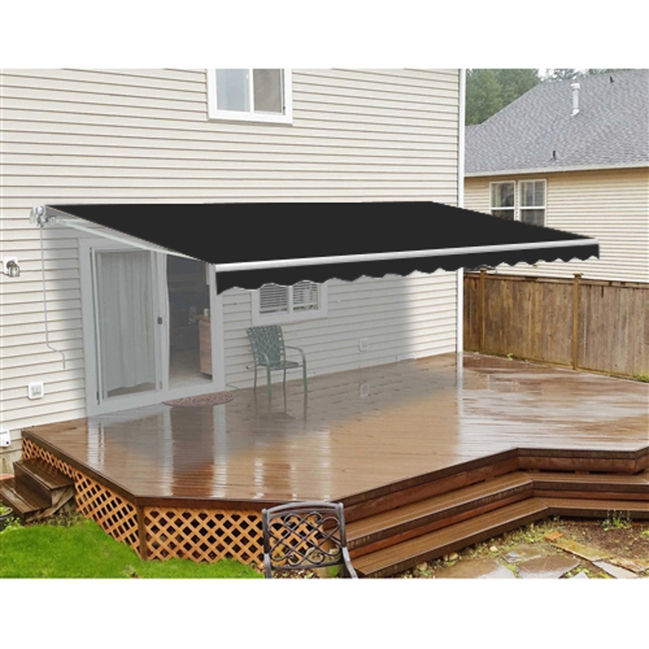 Aleko Retractable White Frame Patio Awning - 10 x 8 Feet -