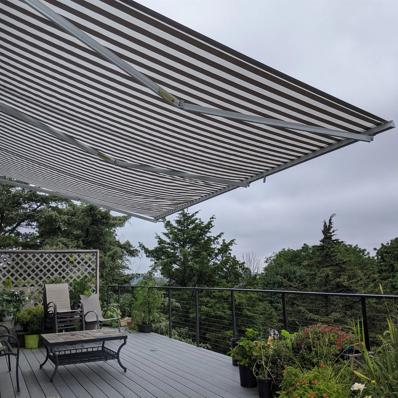 Aleko Retractable White Frame Patio Awning - 12 x 10 Feet -