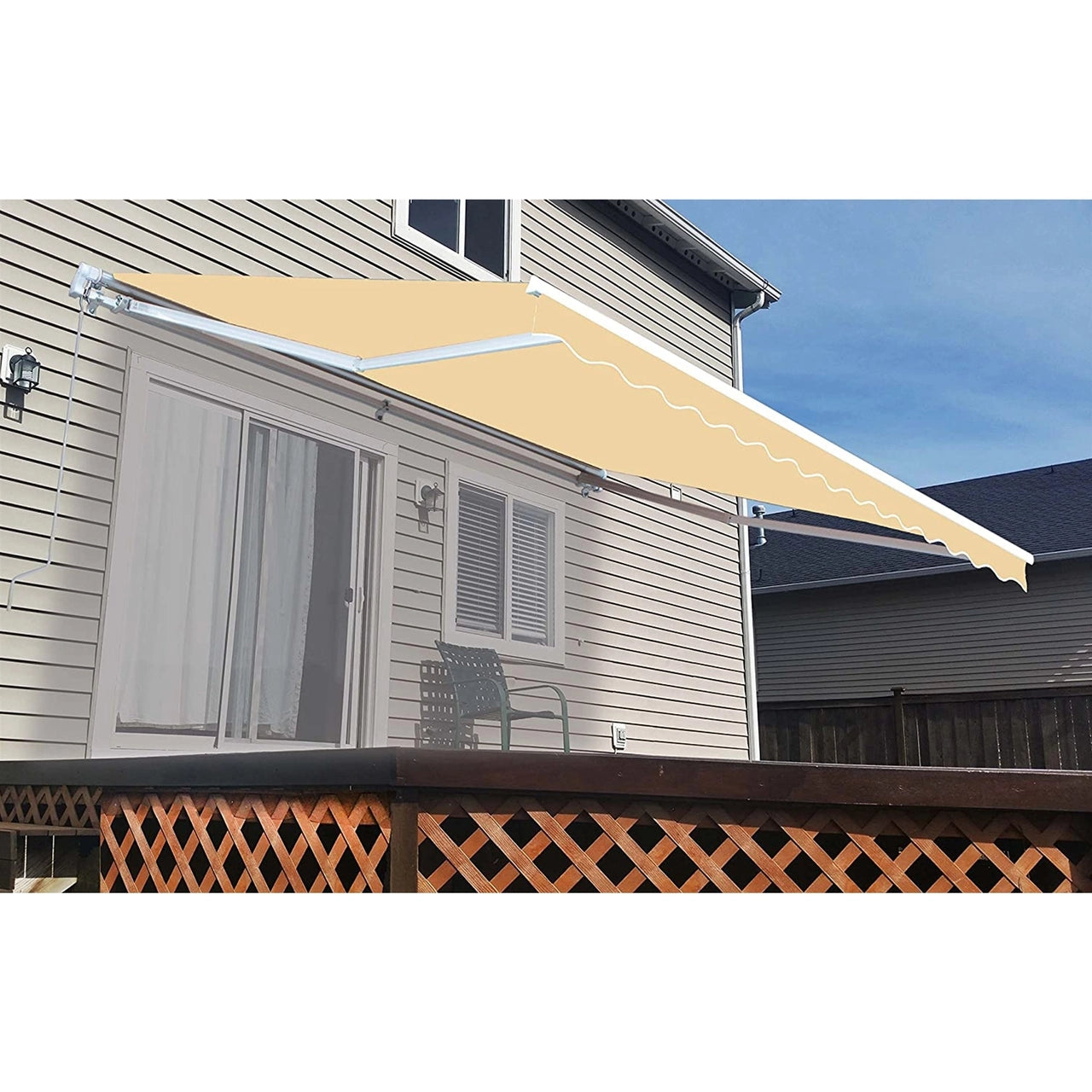 Aleko Retractable White Frame Patio Awning - 13 x 10 Feet -