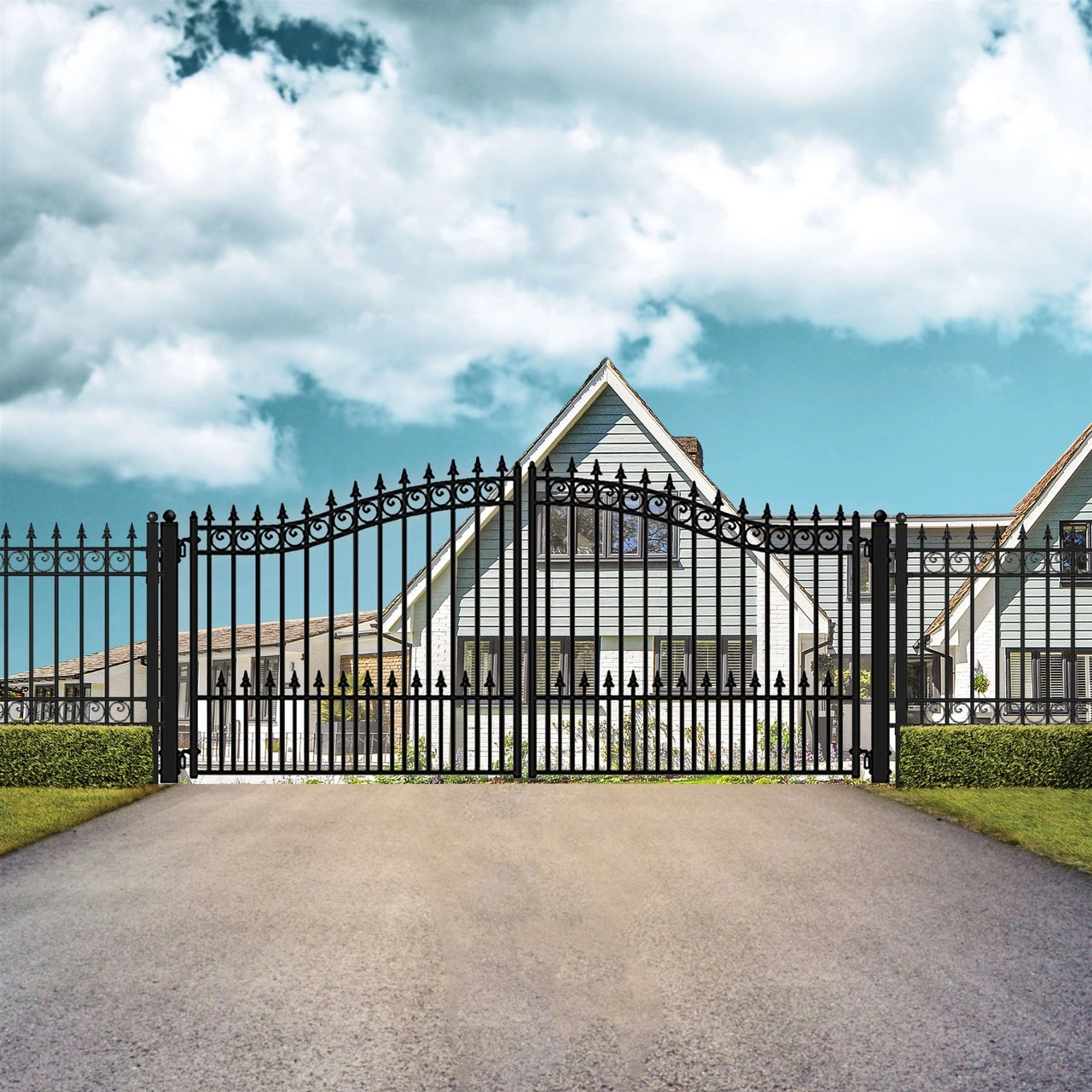 Aleko Steel Dual Swing Driveway Gate - PRAGUE Style - 16 x 6