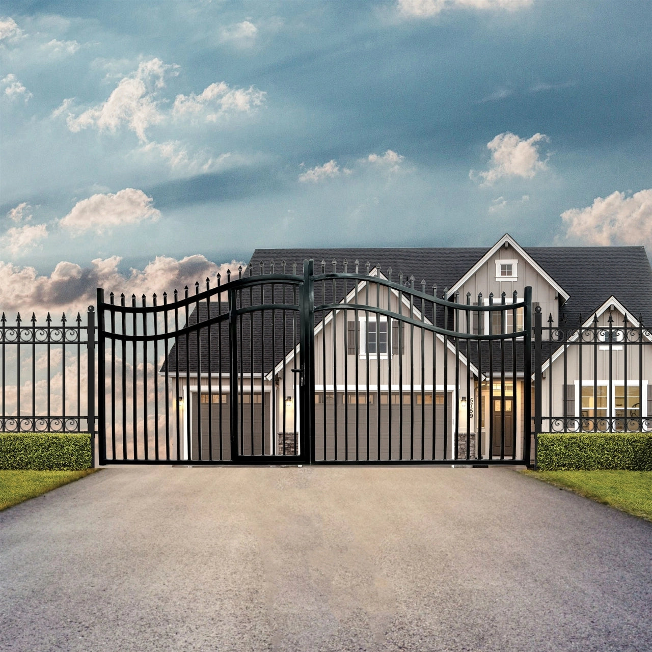Built Gate Tall Gate Buy ALEKO Dual Swing Driveway Gate With Built-in Pedestrian ...