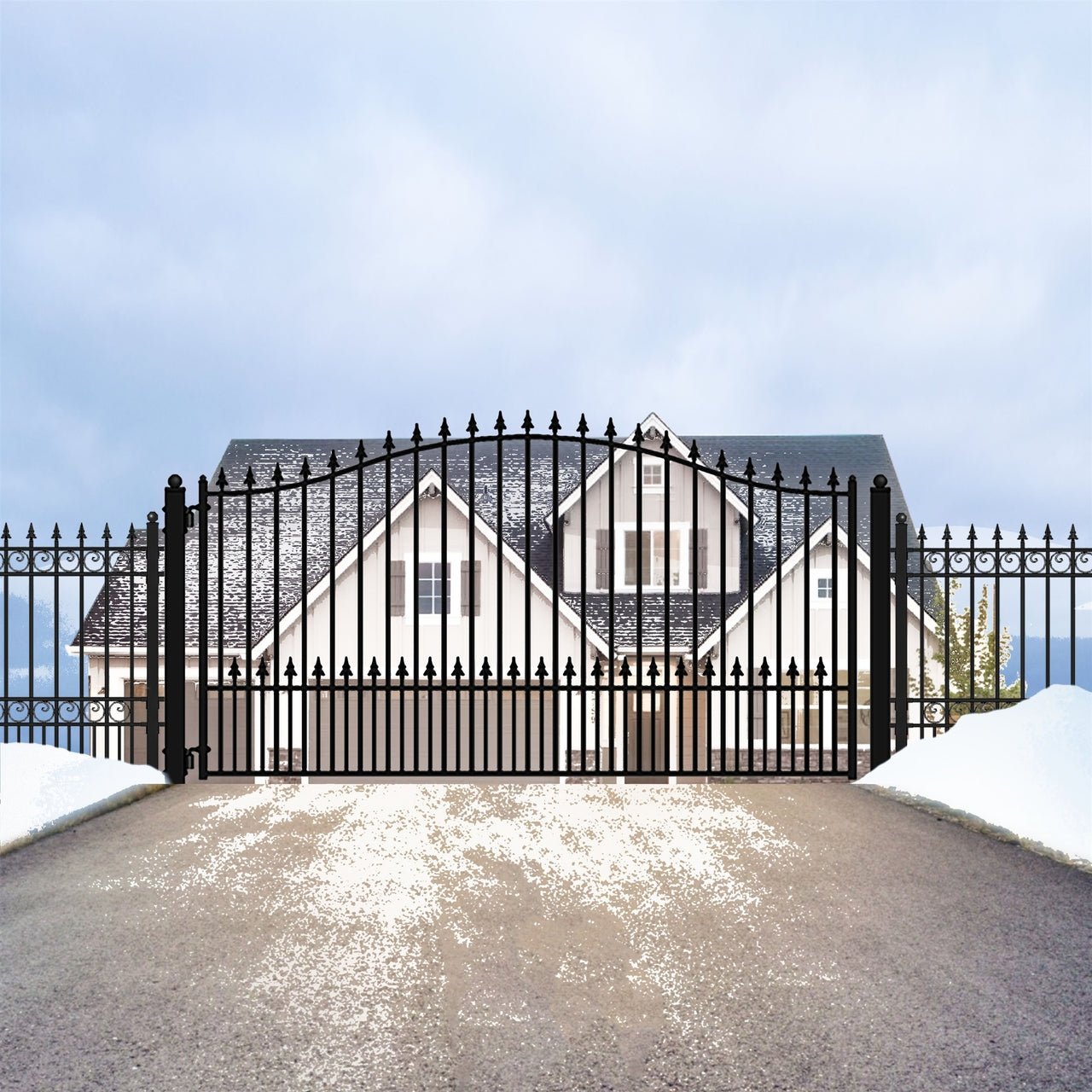 Aleko Steel Single Swing Driveway Gate - MUNICH Style - 12 x
