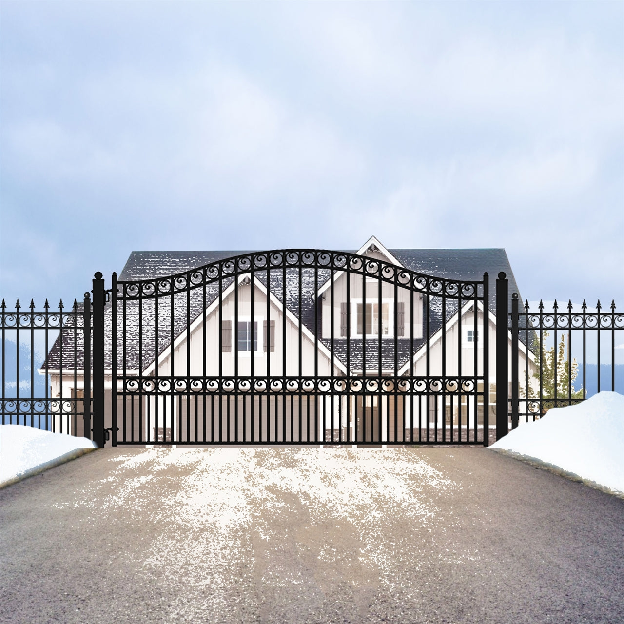 Aleko Steel Single Swing Driveway Gate - PARIS Style - 12 x