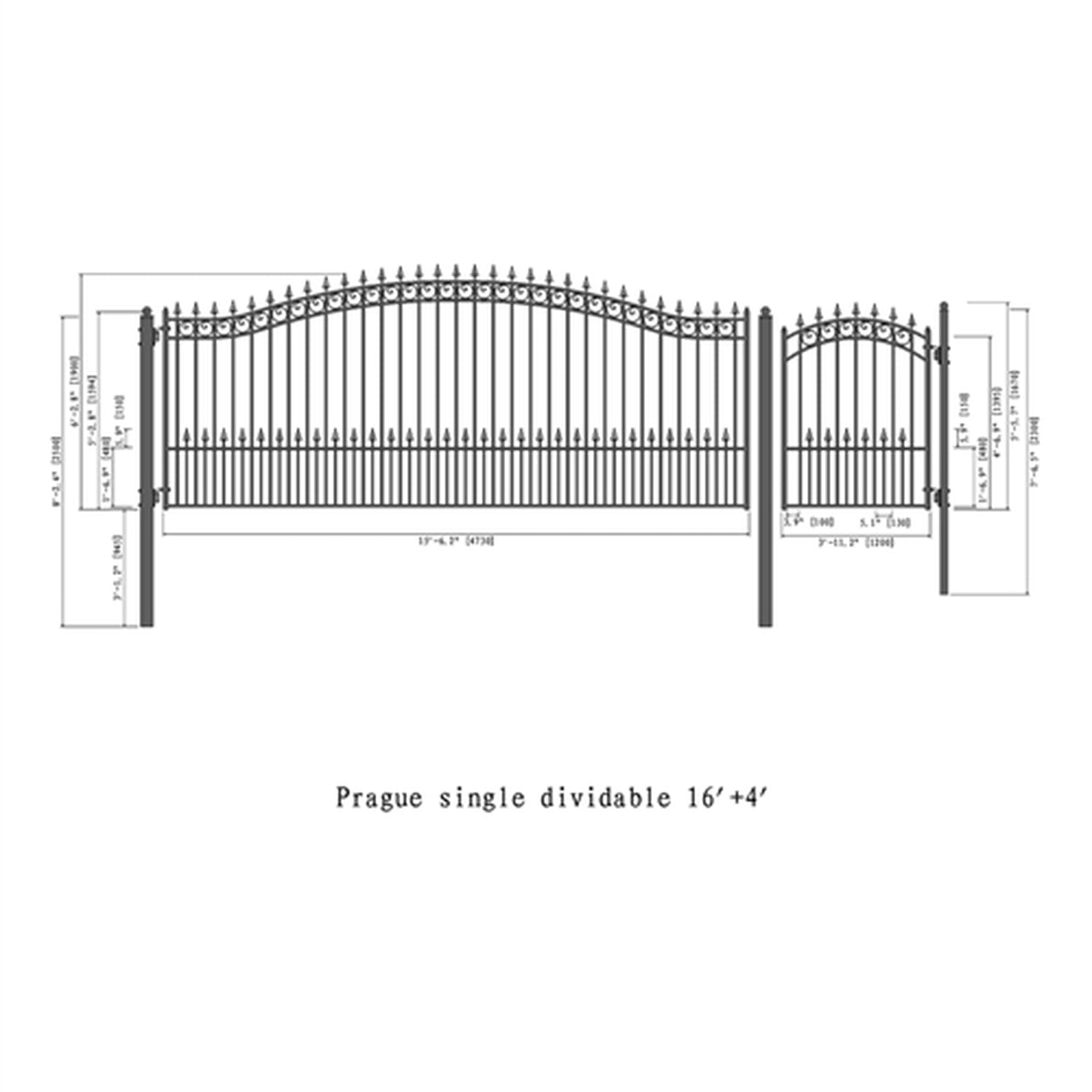 Aleko Steel Single Swing Driveway Gate - PRAGUE Style - 16