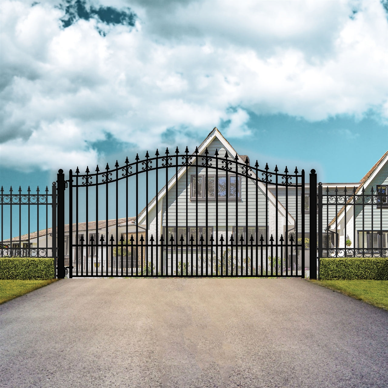 Aleko Steel Single Swing Driveway Gate - ST.PETERSBURG Style