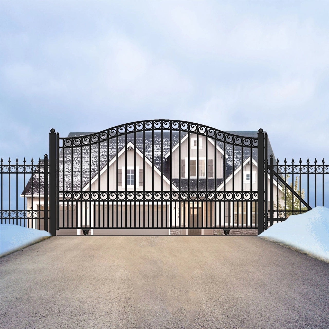 Aleko Steel Sliding Driveway Gate - PARIS Style - 12 x 6