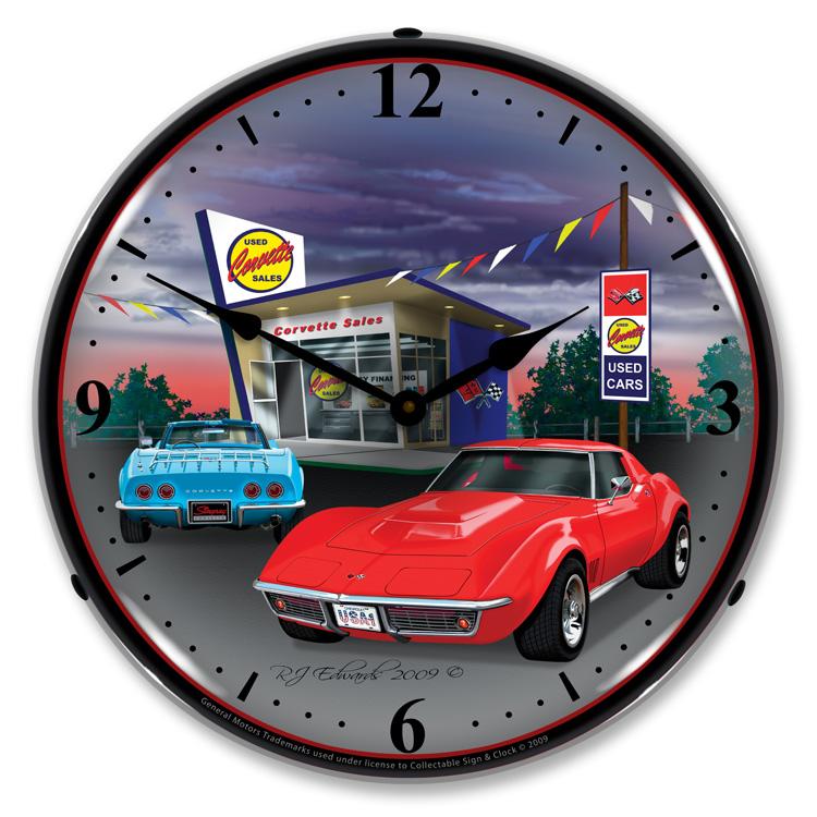 Collectable Sign and Clock - 1968 Corvette Clock
