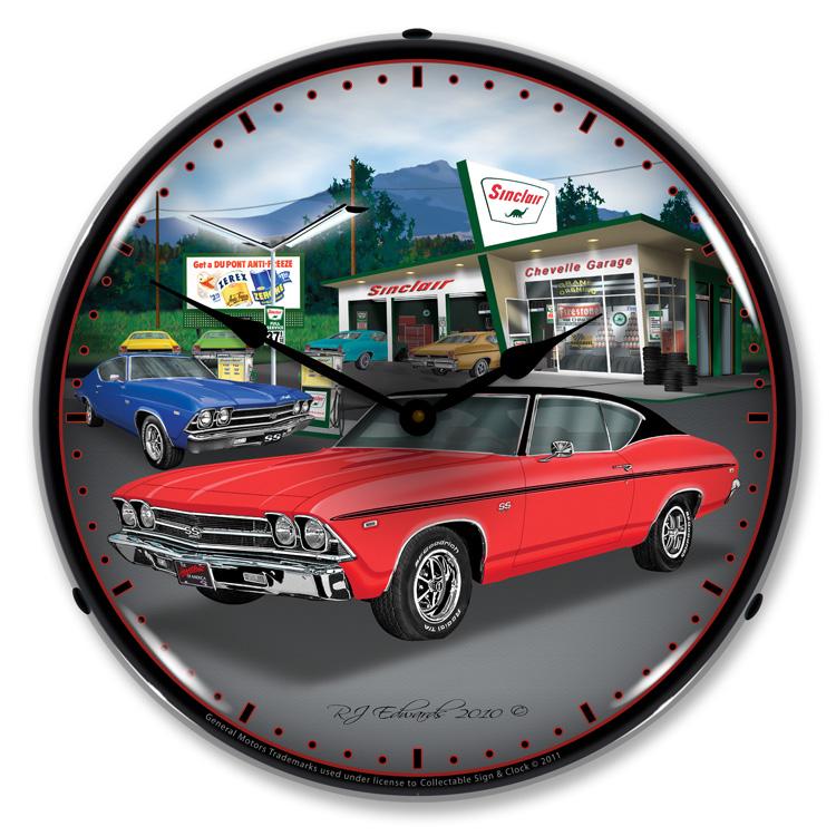 Collectable Sign and Clock - 1969 Chevelle Clock
