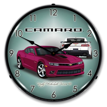 Collectable Sign and Clock - 2014 SS Camaro Deep Magenta Clock