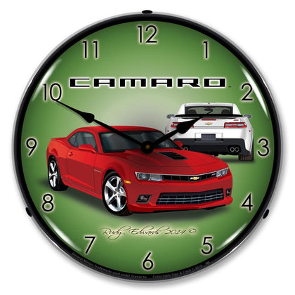 Collectable Sign and Clock - 2014 SS Camaro Red Rock Clock