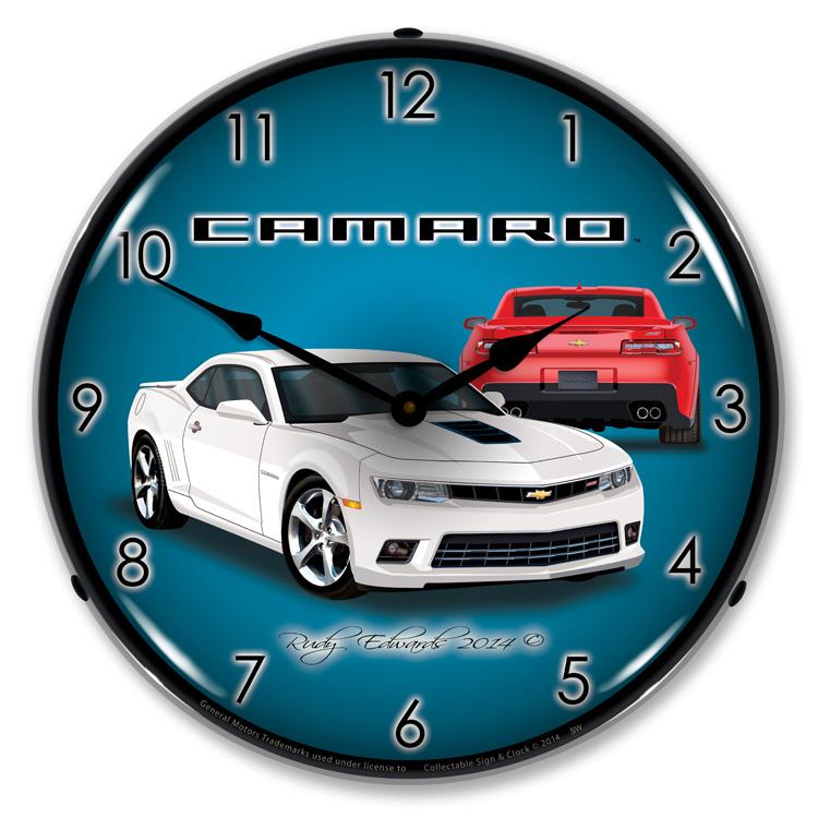 Collectable Sign and Clock - 2014 SS Camaro Summit White Clock