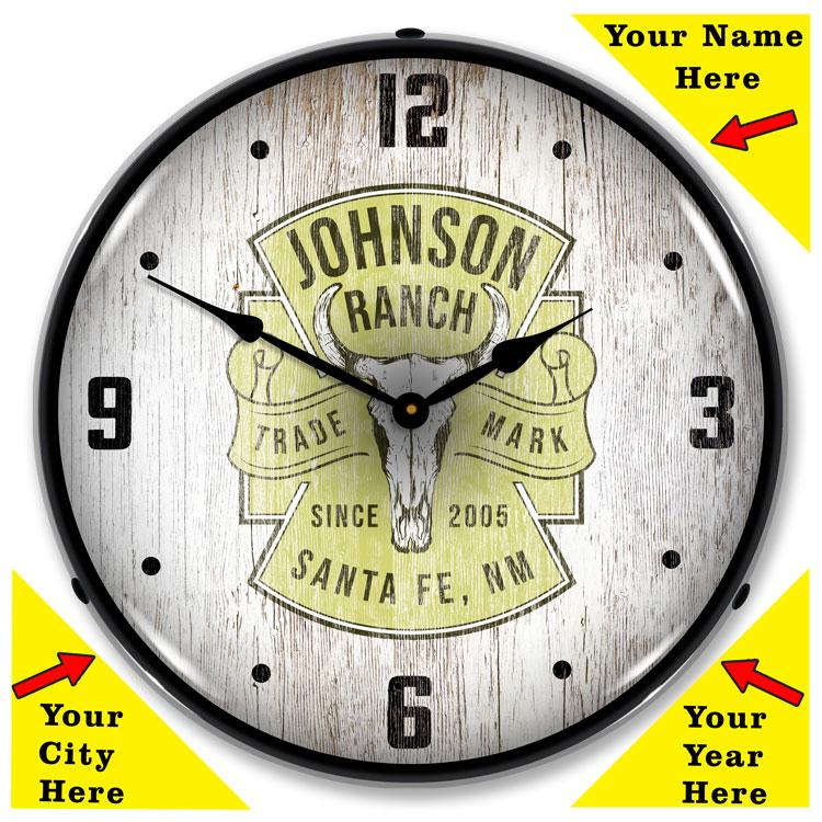 Collectable Sign and Clock - Add Your Name Rustic Ranch Clock