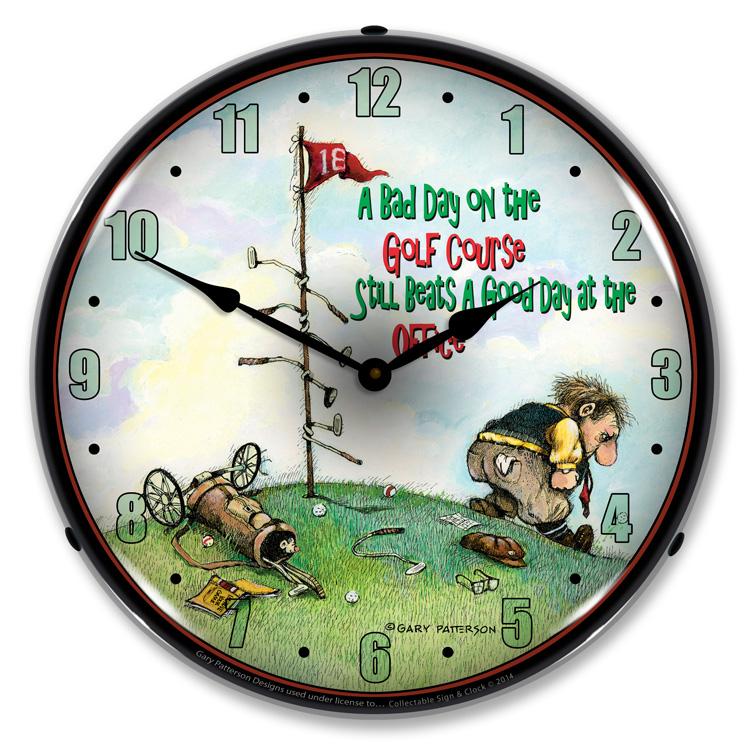 Collectable Sign and Clock - Bad Day on the Golf Course Clock