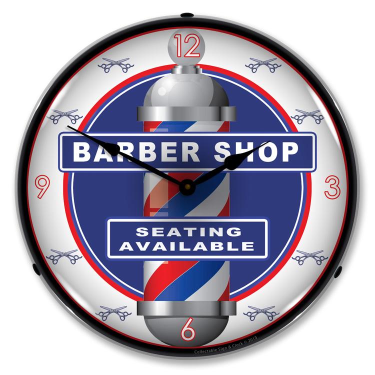 Collectable Sign and Clock - Barber Shop Clock