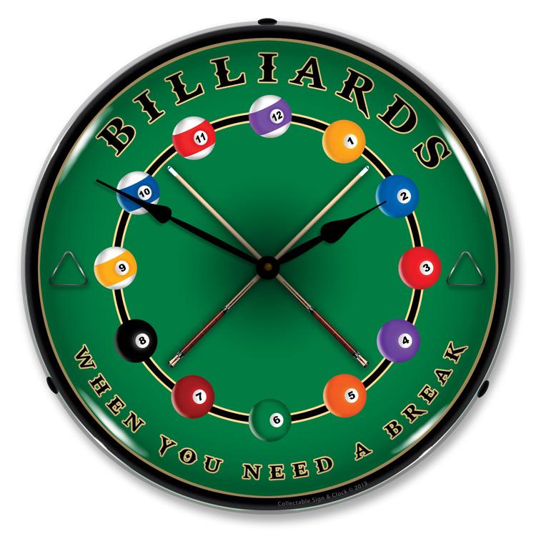 Collectable Sign and Clock - Billiards Clock