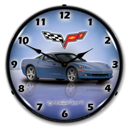 Collectable Sign and Clock - C6 Corvette Supersonic Blue Clock