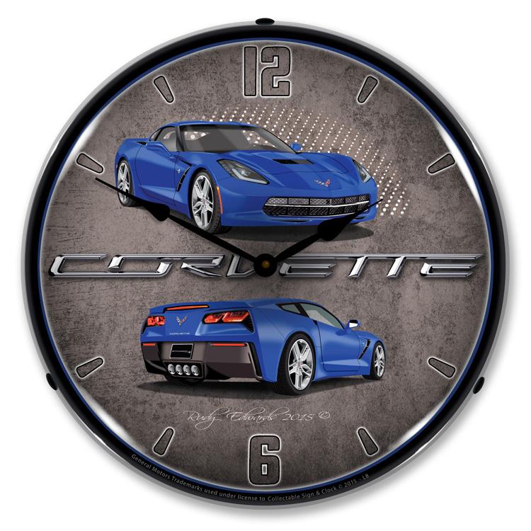 Collectable Sign and Clock - C7 Corvette Laguna Blue Clock