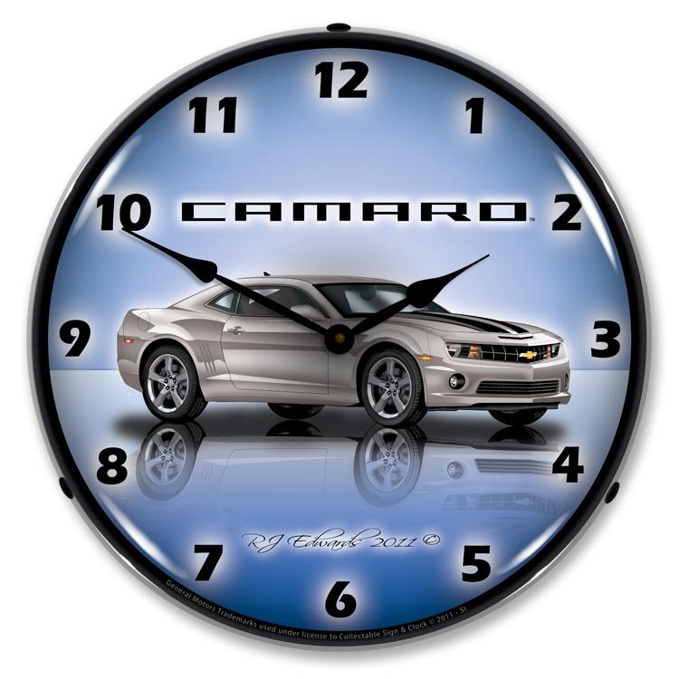 Collectable Sign and Clock - Camaro G5 Silver Ice Clock