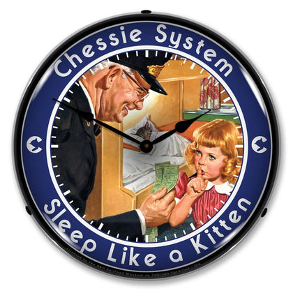 Collectable Sign and Clock - Chessie Sleep Like a Kitten Clock