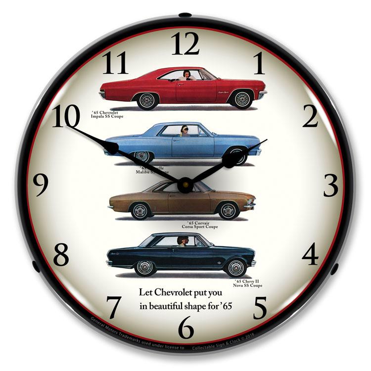 Collectable Sign and Clock - Chevrolet 1965 Lineup Clock