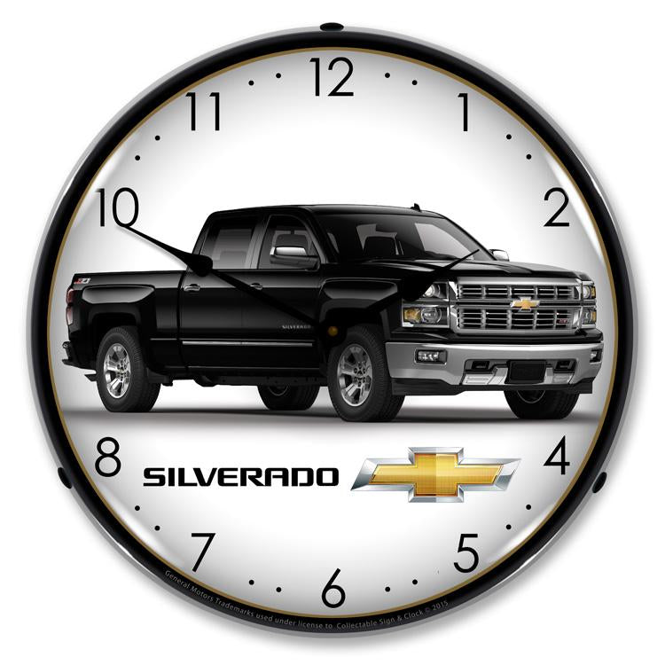 Collectable Sign and Clock - Chevrolet Silverado Black Clock