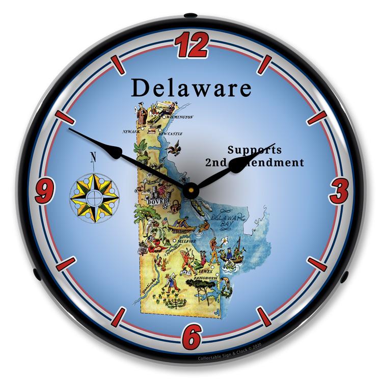 Collectable Sign and Clock - Delaware Supports the 2nd Amendment Clock