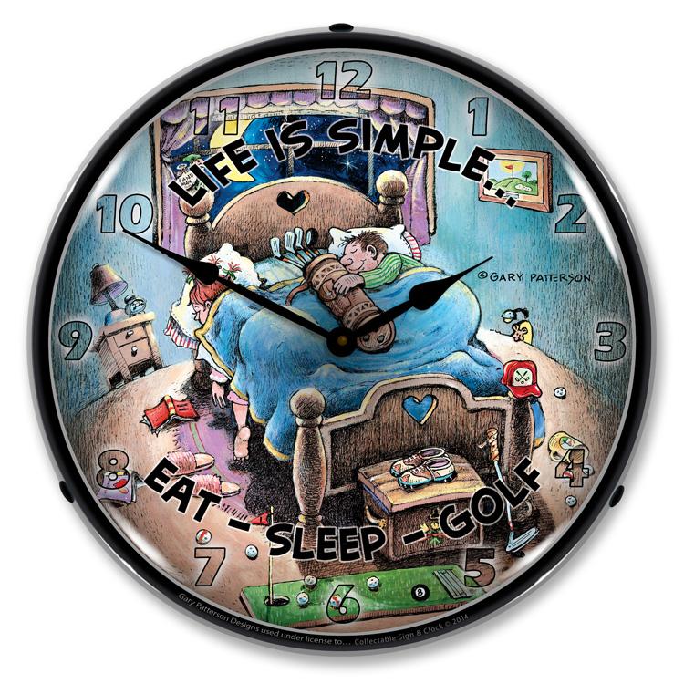 Collectable Sign and Clock - Eat Sleep Golf Clock