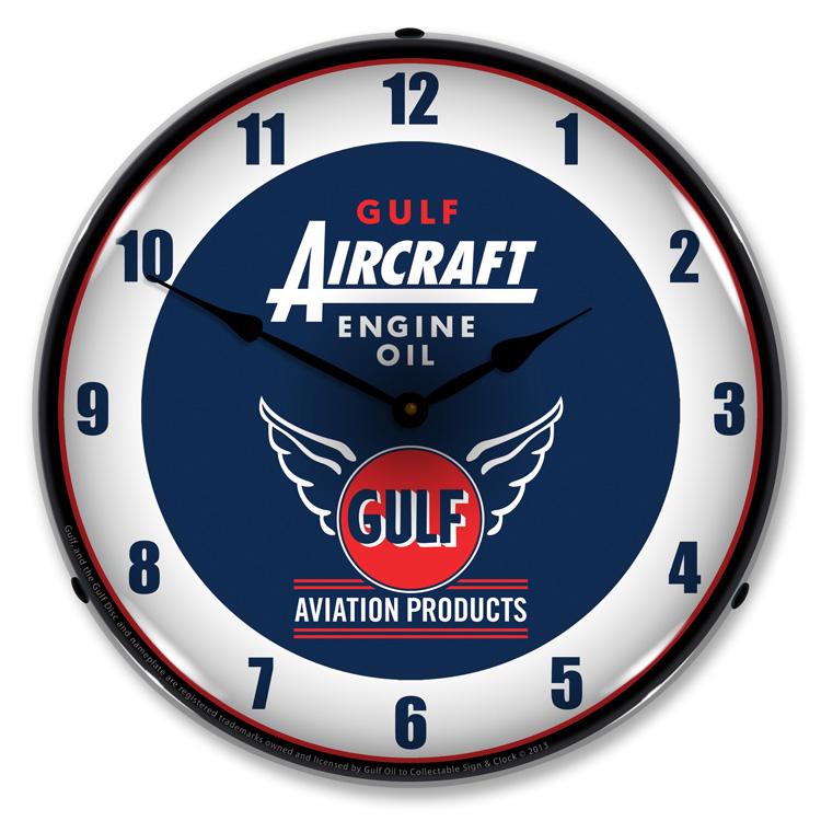 Collectable Sign and Clock - Gulf Aircraft Engine Oil Clock