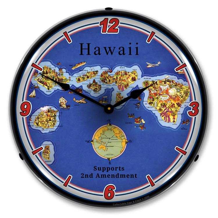 Collectable Sign and Clock - Hawaii Supports the 2nd Amendment Clock