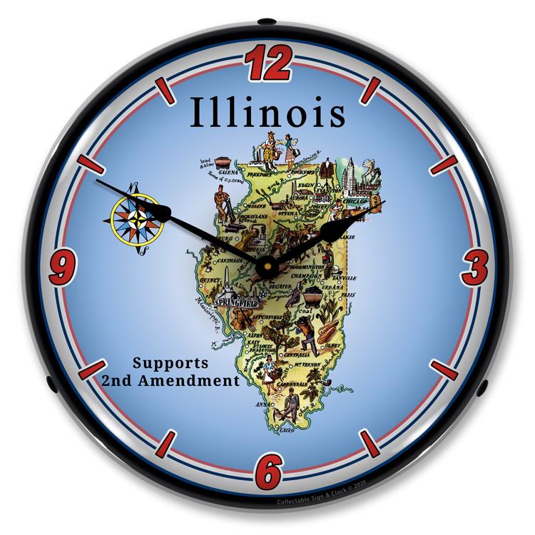 Collectable Sign and Clock - Illinois Supports the 2nd Amendment Clock