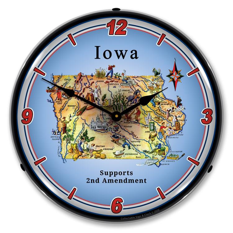 Collectable Sign and Clock -  Iowa Supports the 2nd Amendment Clock