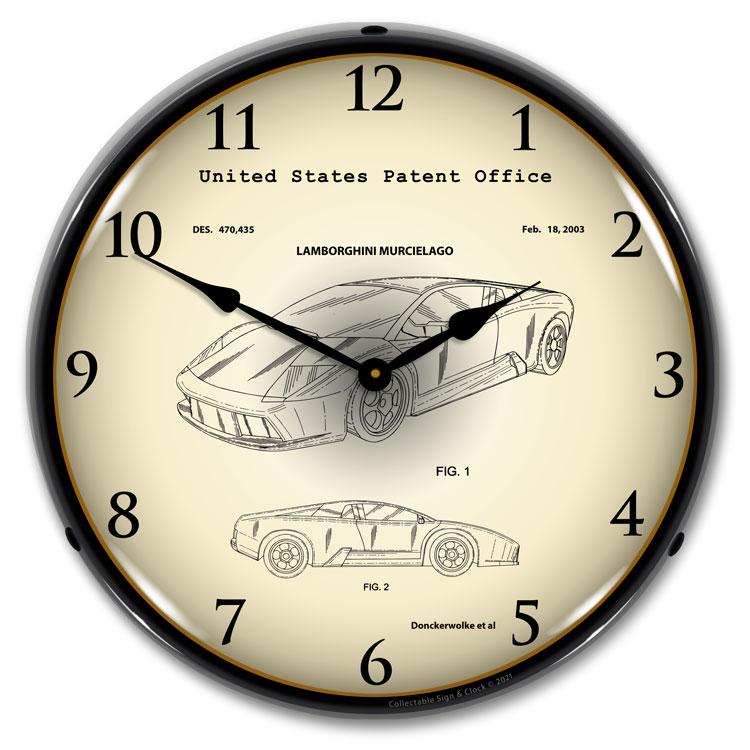 Collectable Sign and Clock - Lamborghini Murcielago 2003  Patent Clock