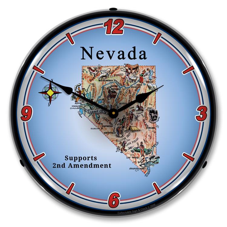 Collectable Sign and Clock - Nevada Supports the 2nd Amendment Clock