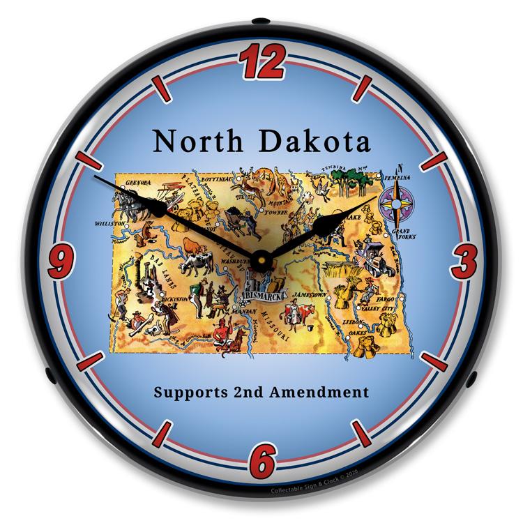 Collectable Sign and Clock - North Dakota Supports the 2nd Amendment Clock