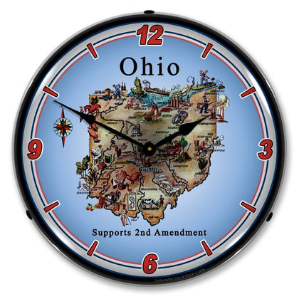Collectable Sign and Clock - Ohio Supports the 2nd Amendment Clock