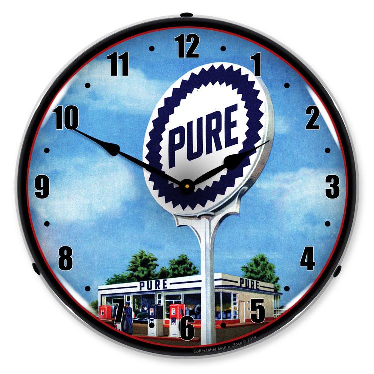 Collectable Sign and Clock - Pure Gas Station Clock