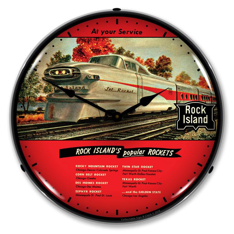 Collectable Sign and Clock - Rock Island Rockets Clock