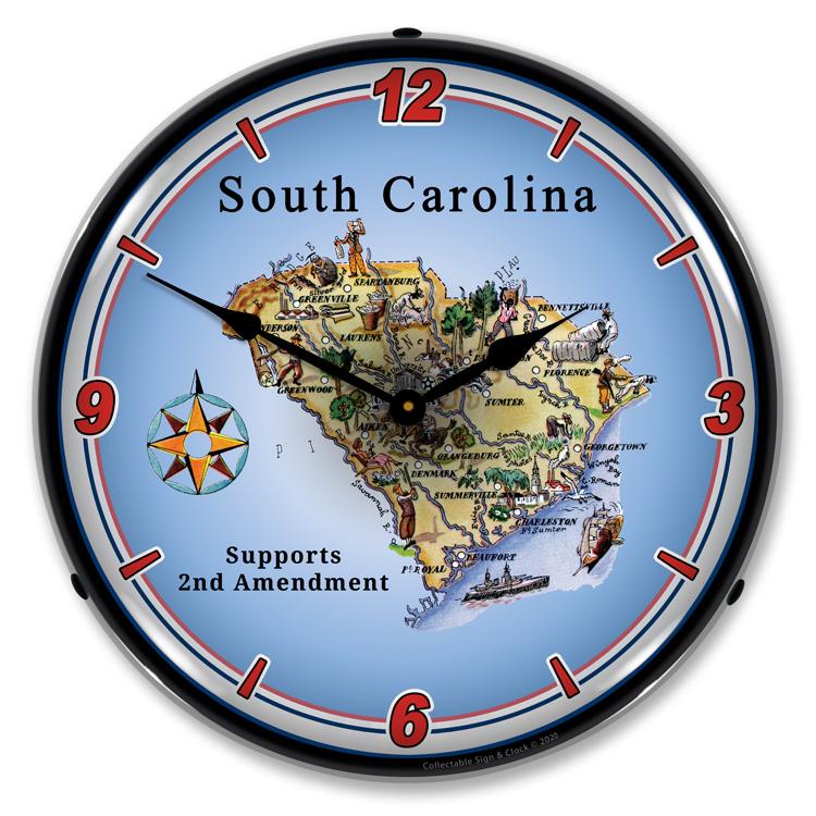 Collectable Sign and Clock - South Carolina Supports the 2nd Amendment Clock