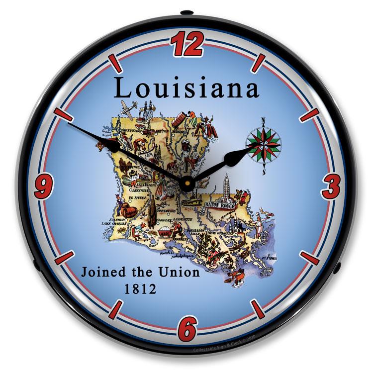 Collectable Sign and Clock - State of Louisiana Clock