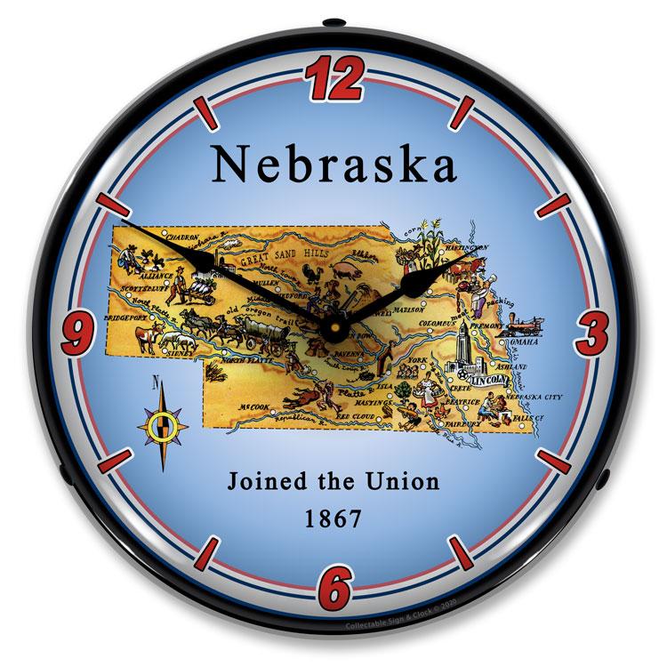 Collectable Sign and Clock - State of Nebraska Clock