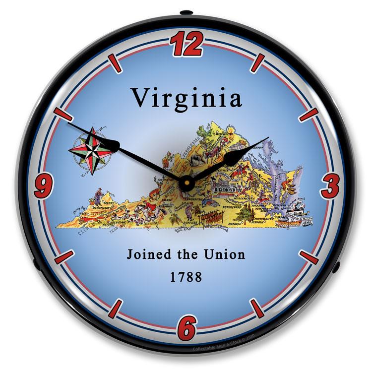 Collectable Sign and Clock - State of Virginia Clock