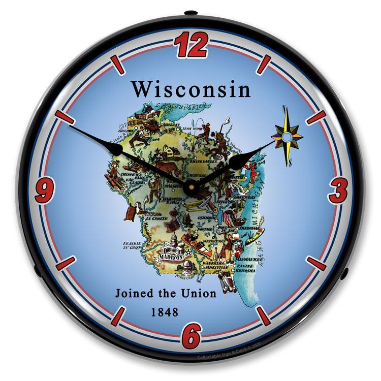 Wisconsin Clock Co Collectable Sign and Clock - State of Wisconsin Clock 20041131 – Garage ...